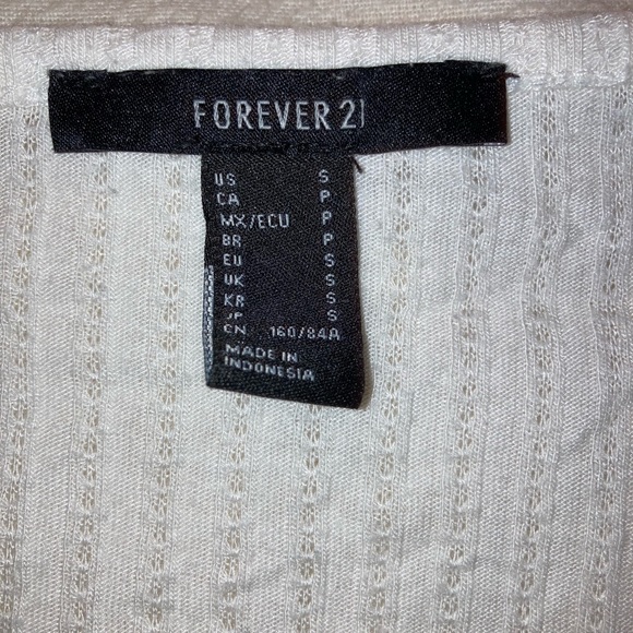 White ribbed F21 long sleeve tee - Picture 1 of 2